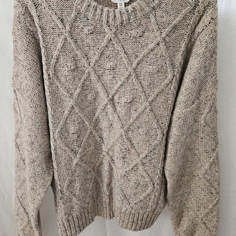 Time and Tru Cable Knit Sweater - Beige